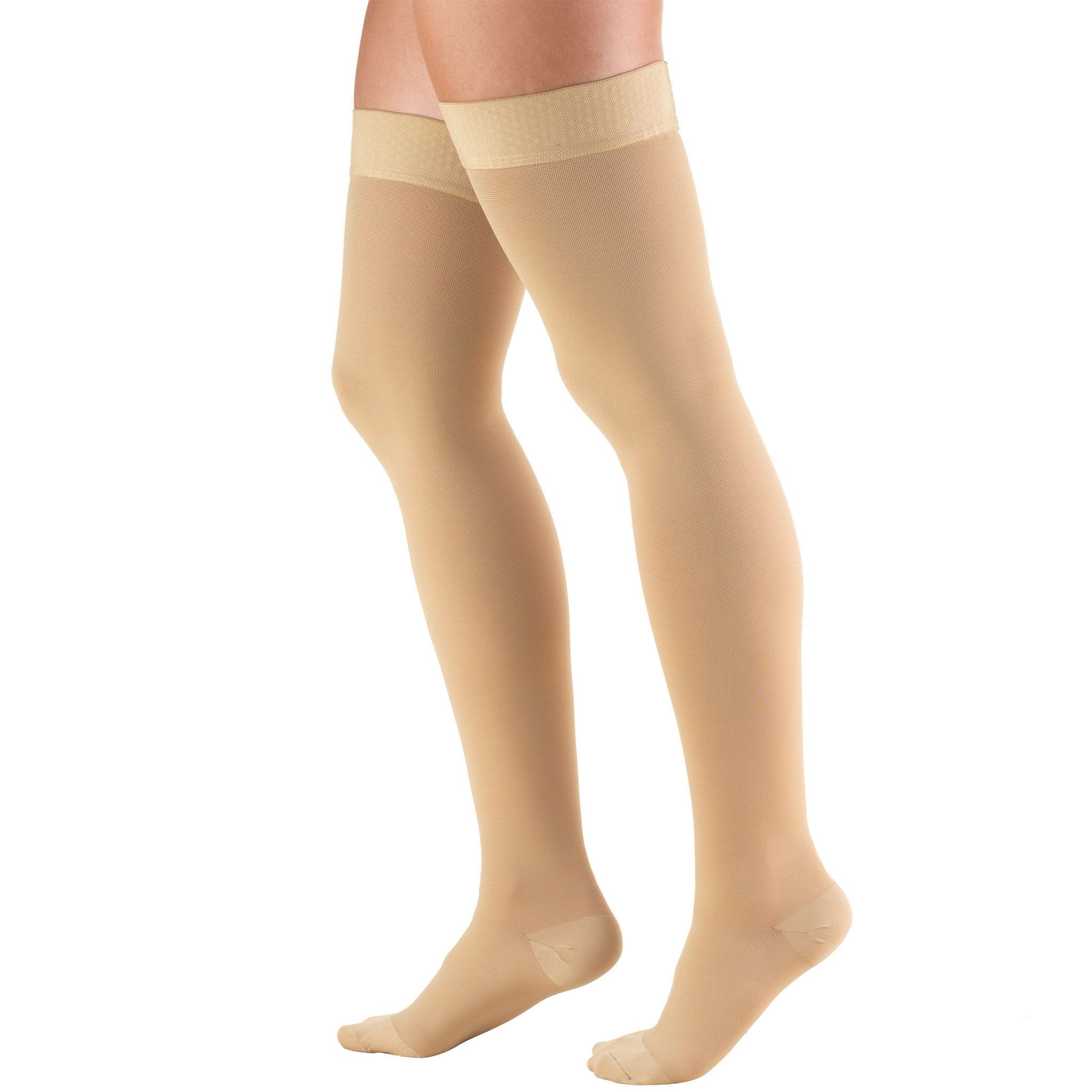 TRUFORM Classic Medical Thigh High Silicone Dot Stay-Up Top Closed Toe 30-40 mmHg