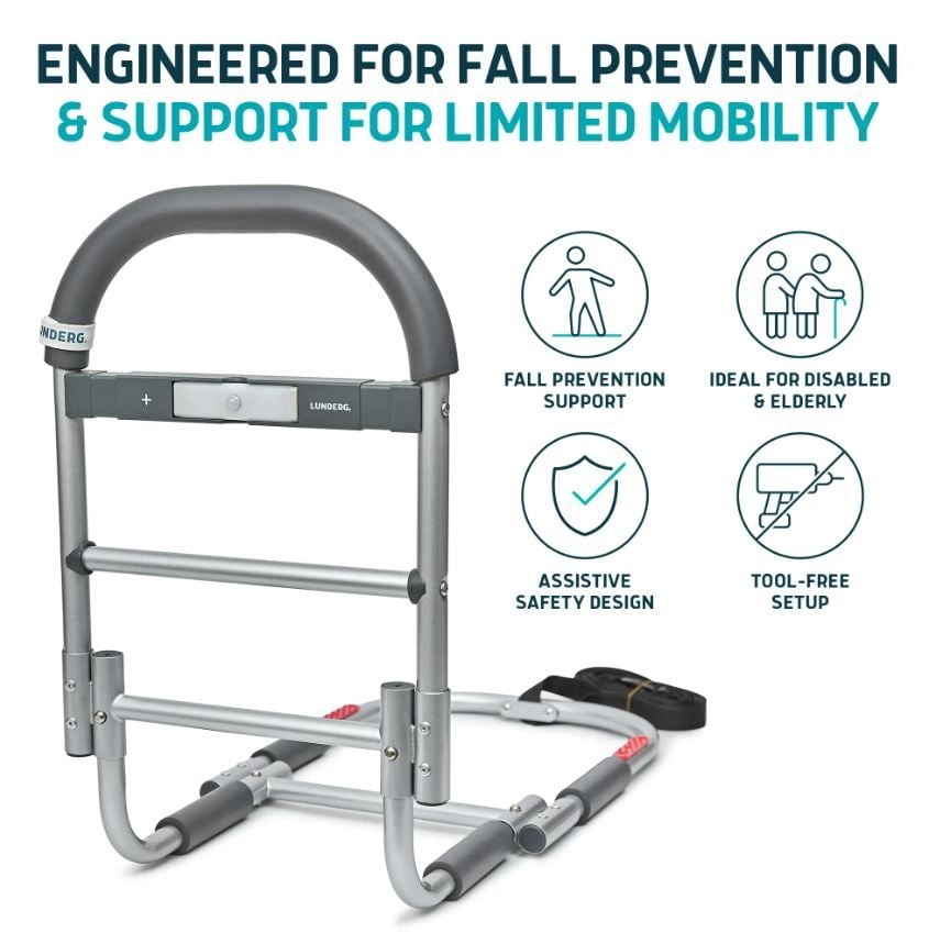 Engineered for Fall Prevention & Support for Limited Mobility. Fall Prevention Support, Ideal for Disabled & Elderly, Assistive Safety Design, Tool-Free Setup