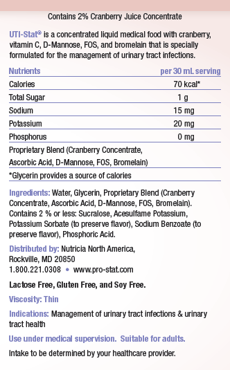UTI Stat Nutrition Data