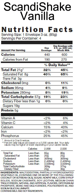 Vanilla Nutrition Info