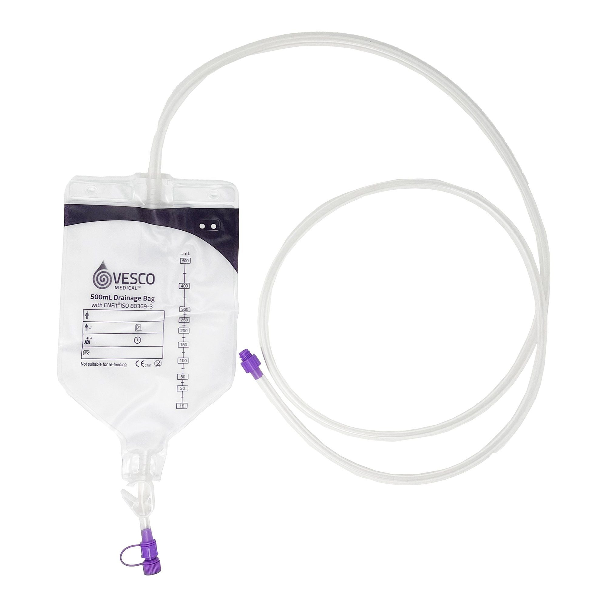 Vesco Enteral Drainage Bags with ENFit Connector - 500