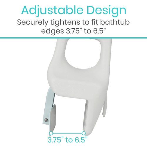 Adjustable design: Securely tightens to fit bathtub edges 3.75" to 6.5"