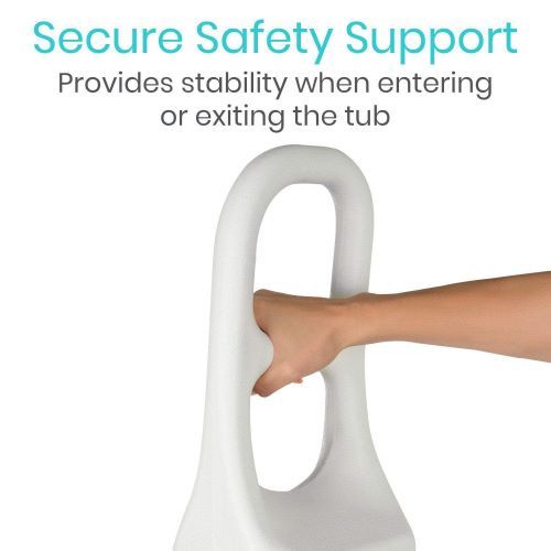 The rail provides stability when entering or exiting the tub.