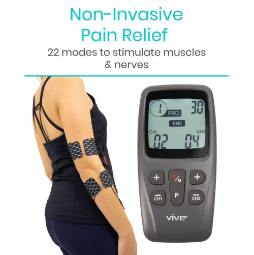 Image 2 of Vive EMS TENS Unit with 8 Electrode Pads and Belt Clip