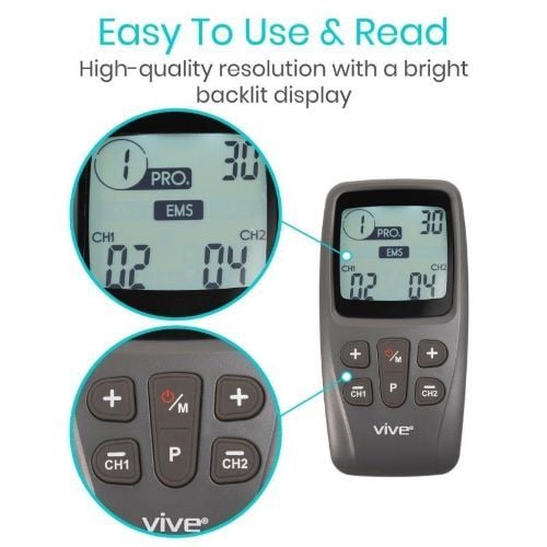 Image 3 of Vive EMS TENS Unit with 8 Electrode Pads and Belt Clip
