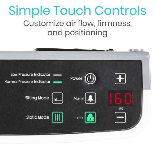 Touch controls to customize firmness.