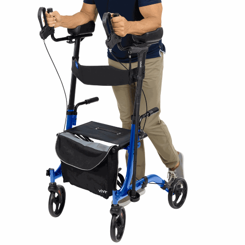 Vive Health Upright Rollator Walker in Blue