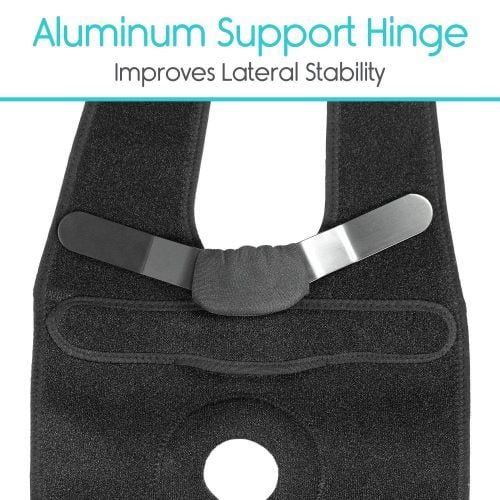 The Hinged Knee Brace features aluminum hinges
