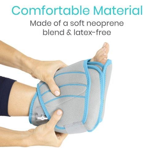 A user applies the soft, comfortable neoprene wrap to the foot