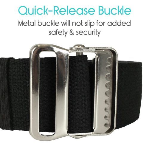 Close-up view of the quick-release, nonslip belt buckle