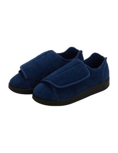 Womens Extra Extra Wide Easy Closure Slippers - Navy