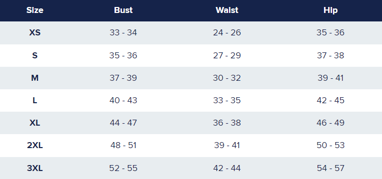 Sizing chart