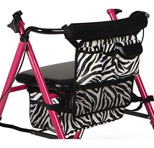Medline Posh Pink Zebra Rollator - MDS86835SHE | Vitality Medical