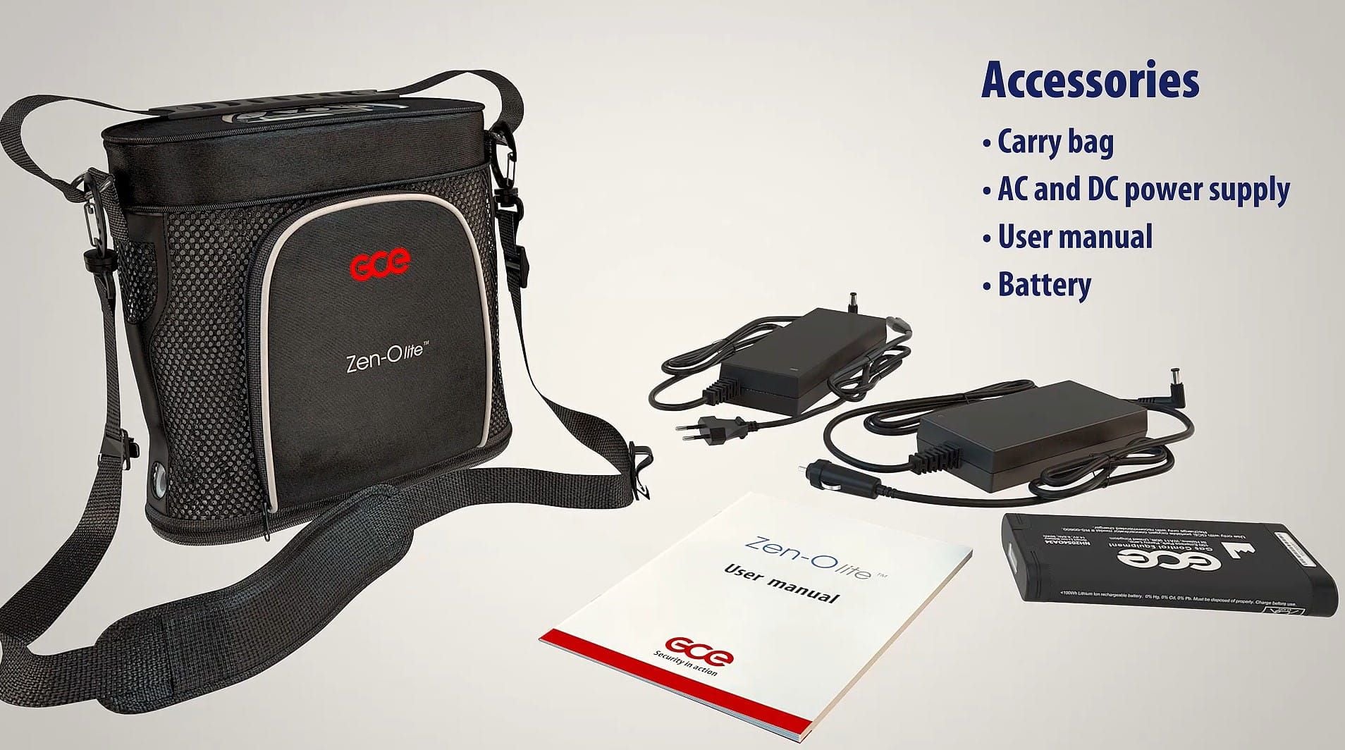 Accessories: Carry bag, AC and DC power supply, user manual, battery