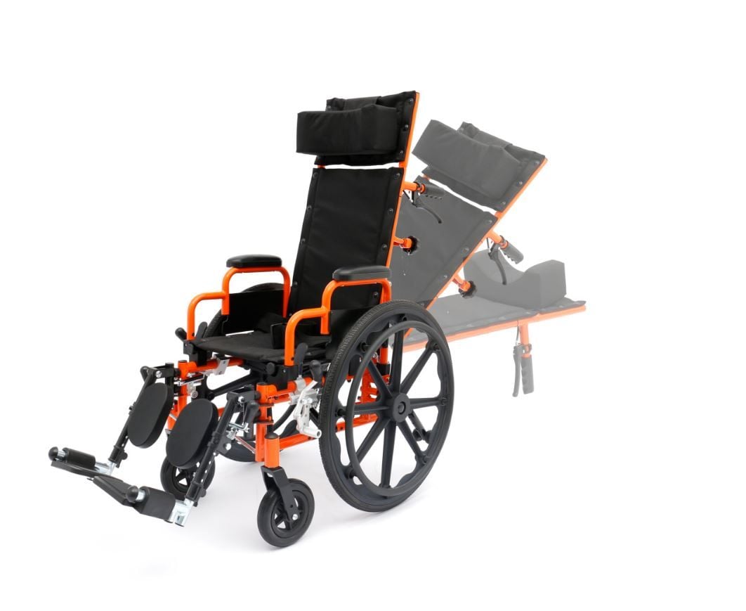 Reclining Orange Ziggo Pro Wheelchair