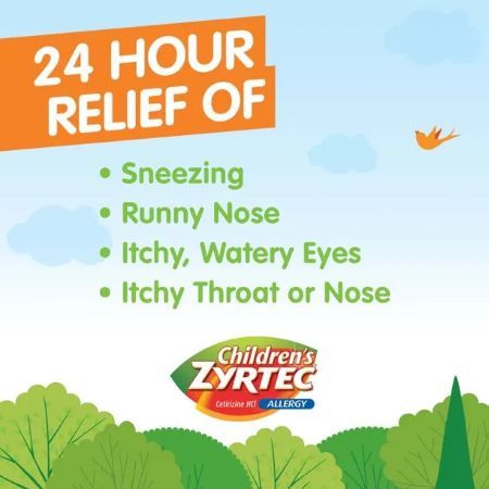 Children's Zyrtec provides 24-hour allergy relief