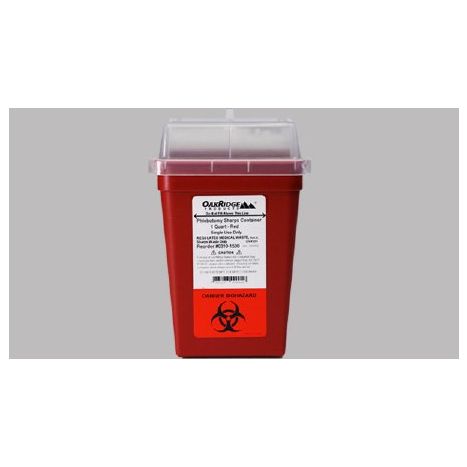 0.25 Gallon OakRidge Red Sharps Container Vertical Entry - 0310-1500 main product photo