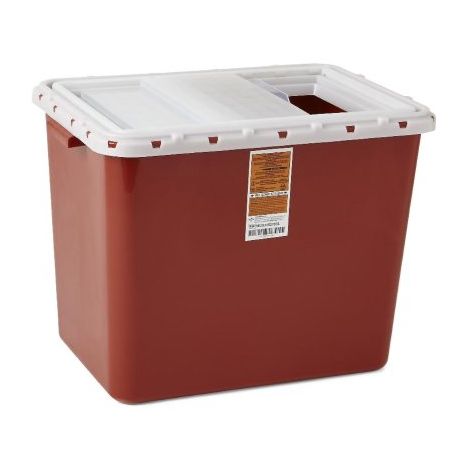 10 Gallon Medline Red Sharps Container with Horizontal/Vertical Entry - MDS705210SL main product photo