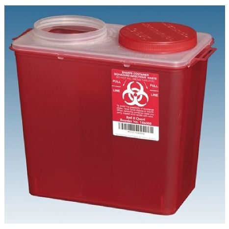2 Gallon The Big Mouth Sharps Container Translucent Red Base Vertical Entry - 146008 main product photo