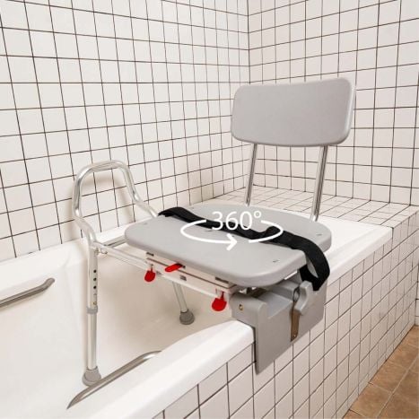 Tub Shower Bench Extended Tub Seat Toilet-to-Tub Sliding Transfer