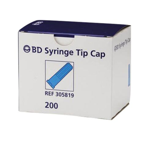 BD Luer-Lok Female Luer Lock Syringe Tip Caps Sterile Blue