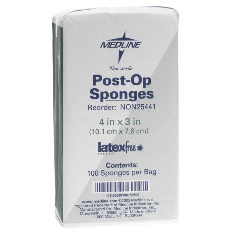Medline 4 x 4 Inch Post-Op Non-Sterile Sponges 4 Ply - NON25442 main product photo