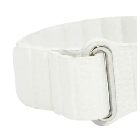 Fastened White Vegan Leather Comfort Band