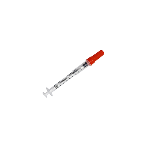 1 mL One-Care 29G Safety Insulin Syringe, 1/2" Needle main product photo