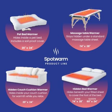 Warmers hide inside bed, couch, or pet bed to provide warmth