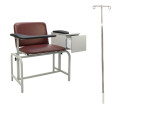 Bariatric Padded Blood Draw Chair with IV Pole Attachment and Cabinet, 2574IV