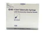 27 Gauge x 1/2 Inch, 1/2 mL, with Attached Needle - Box of 100