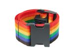 Rainbow stripe belt with plastic buckle