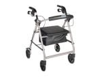 Silver Aluminum Rollator with Fold Up and Removable Back Support, Padded Seat, 6 Inch Caster with Loop Locks