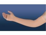 Size M, Length: 16 - 1/2 Inch, 11 Inch Circumference, Arm w/ Thumb Loop, Beige w/ Yellow Stripe