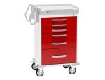 6 Drawer Cart, Break-Away Lock, Red