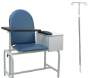 Padded Blood Draw Chair with Cabinet and IV Pole Attachment