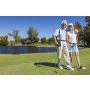 Lifestyle photo of a couple golfing with the man using the G5 inside a carry bag.