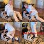 A four-panel image shows three ways to use the ResQUp to get up from a fall and that it should not be used as a step stool.