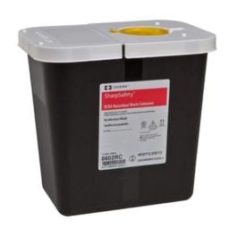 2 Gallon Cardinal SharpSafety Waste Container, Snap Cap, Black