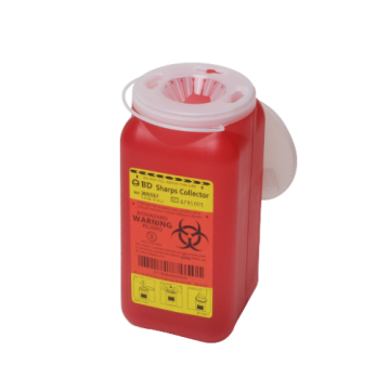 5 Gallon BD Red Sharps Container, Open Top w/ Teather or Hinged Cap 
