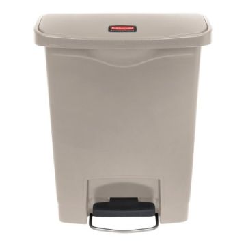 Rubbermaid Slim Jim 8 Gal Front Step-on Trash Can, Beige - 1883456