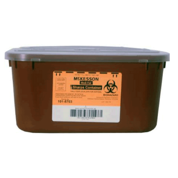 1 Gallon Red McKesson Sharps Disposal Container with Horizontal Entry Lid 101-8703