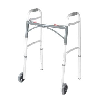 Drive Medical Deluxe Two Button Folding Walker - Silver