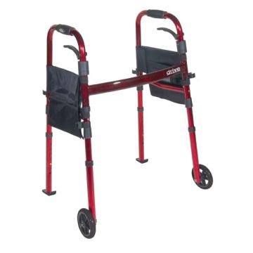 Drive Portable Folding Travel Walker, 5&quot; Wheels, Fold up Legs
