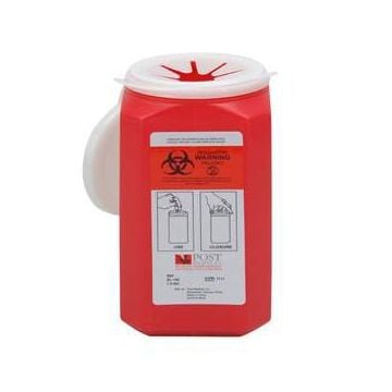 0.375 Gallon Sharps Container Leaktight Red Base Vertical Entry - SL150