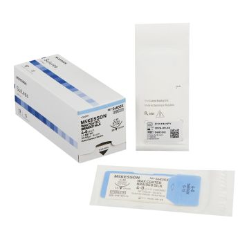 Suture with Needle Nonabsorbable Black Braided Silk Size