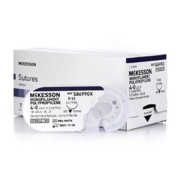 Mckesson Suture with Needle Nonabsorbable Black Monofilament Nylon Size