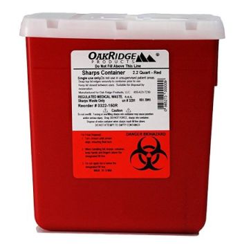 0.55 Gallon OakRidge Translucent Red Sharps Container with Vertical Entry - 0322-150R