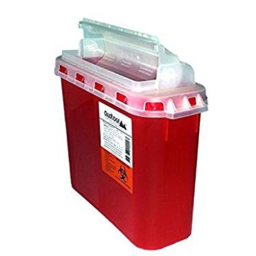 1.35 Gallon OakRidge Translucent Red Sharps Container with Horizontal Entry - 0354-150B