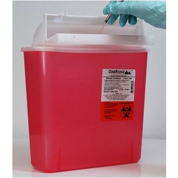 1.25 Gallon OakRidge Sharps Container Translucent Red Horizontal Entry - 0354-150M
